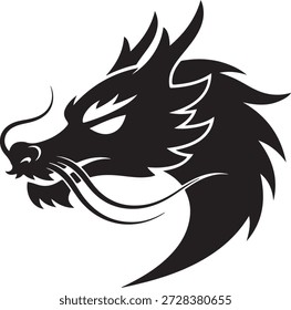 Dragon Head face icon Mythical dragon head silhouette isolated on white background, Vector, illustration