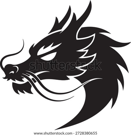 Dragon Head face icon Mythical dragon head silhouette isolated on white background, Vector, illustration