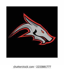 dragon head for gaming mascot or e sports and horor logo.Creative vector Illustration