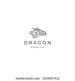 Dragon head geometric polygonal logo vector icon design template