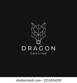 Dragon head geometric polygonal logo vector icon design template