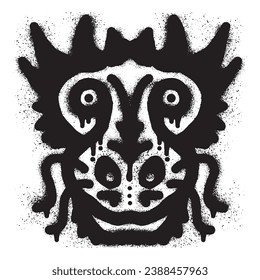 Dragon head graffiti with black spray paint