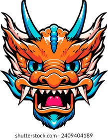 dragon head with hand drawing style, chinese year