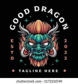 Dragon head hand drawn vector illustration 