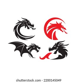 Dragon head icon logo, vector design illustration 