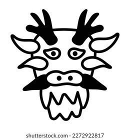 Dragon head icon vector in sketchy style 