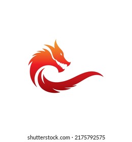 Dragon Head illustration with gradient color, dragon logo vector icon