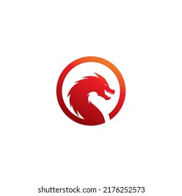 Dragon Head illustration with gradient color, dragon logo vector icon
