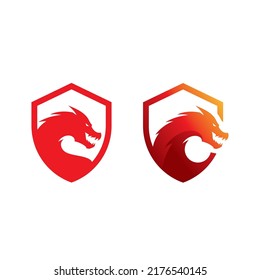 Dragon Head illustration with gradient color, dragon logo vector icon
