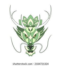 Dragon head illustration in mosaic art concept suitbale for ornament, mosaic wall art, logo, symbol, glass mosaic, calendar, murals, decoration, painting, poster, t-shirt, printing etc.