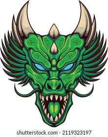 dragon head illustration with premium quality stock vector