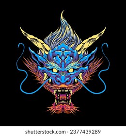 dragon head illustration premium vector