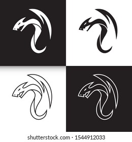Dragon Head Line Art Bold Brand Logo Icon Modern Abstract Illustration Vector Sign Symbol Modern Simple business, company, office, corporate