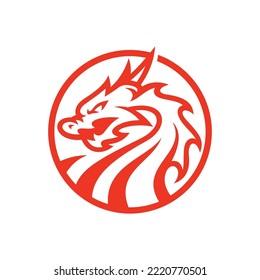 Dragon head line art logo design. Dragon vector illustration