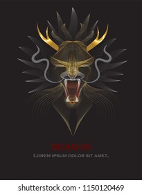 Dragon head with lines graphic design​