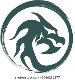 dragon head logo in circle 