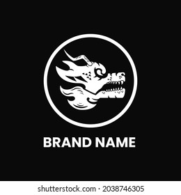 Dragon Head Logo Concept. Black and White. Suitable for Logo, Icon, Symbol, Mascot and sign