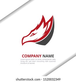 Dragon head Logo Design Concept, for your company or brand identity in red and black color vector template