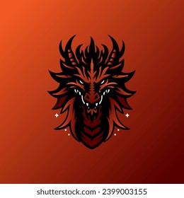dragon head logo design illustration  