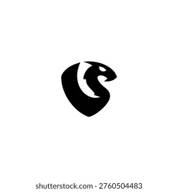 Dragon Head Logo Design Inside Shield Shape Silhouette