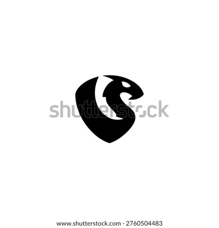 Dragon Head Logo Design Inside Shield Shape Silhouette