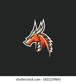 Dragon Head Logo Design Vector Template, Mascot Logo.