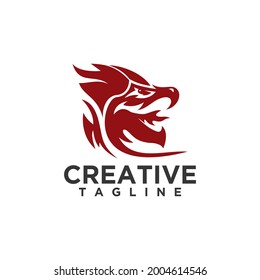 Dragon head logo design vector template