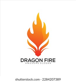 dragon head logo with fire design gradient colorful