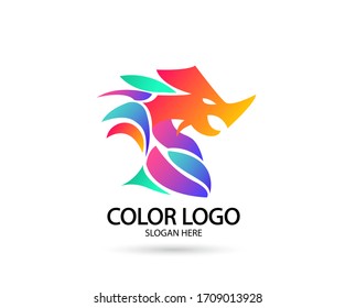 Dragon head logo, in gradient color, used for reptile lovers and others