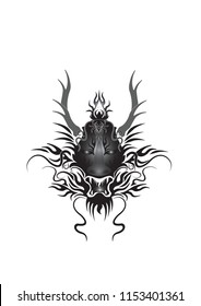 Dragon head logo graphic design for company or tattoo in Black and white 