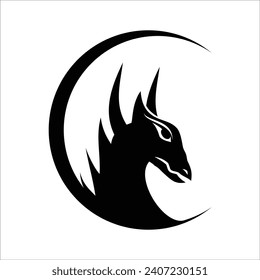 Dragon head logo icon. Ancient mythical snake symbol. Mythological beast sign. Vector illustration, on a white background.