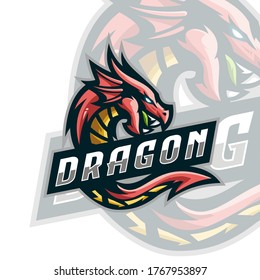 Dragon head logo illustration for esport template team