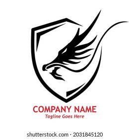dragon head logo illustration, simple flat design