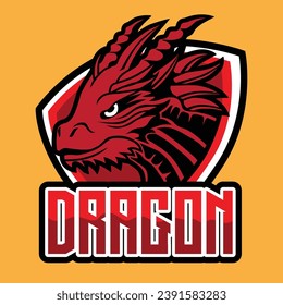Dragon Head Logo Mascot Vector Design for gaming, squad, team logo design