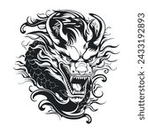 A Dragon head logo on white background