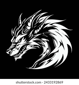 A Dragon head logo on white background