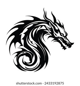 A Dragon head logo on white background