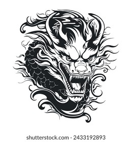 A Dragon head logo on white background