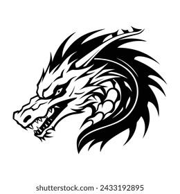 A Dragon head logo on white background