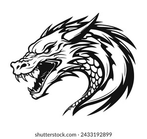 A Dragon head logo on white background