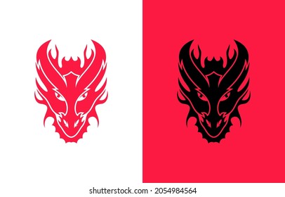 Dragon head logo silhouette design vector