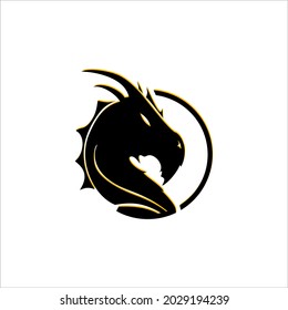 Dragon head logo. simple logo illustration, emblem design on white background.