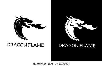 dragon head logo template is breathing fire