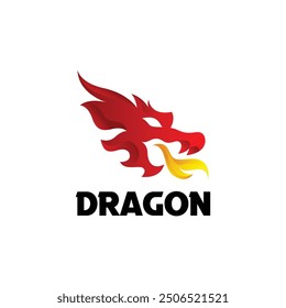 Dragon head logo template in gradient color design style. Dragon logo vector isolated in white background