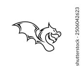 Dragon head logo template in monoline design style. Dragon logo vector isolated in white background