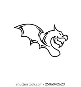 Plantilla del logotipo de la cabeza del dragón en estilo monoline del diseño. Vector del logotipo del dragón aislado en fondo blanco