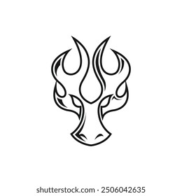 Dragon head logo template in monoline design style. Dragon logo vector isolated in white background