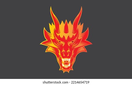 A dragon head logo. This vector illustration is perfect for t-shirts, tattoos, mugs, hats, logos, mascots or other advertising designs.