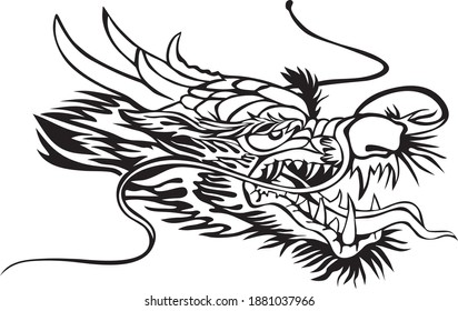Dragon head made in tattoo style