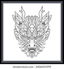 Dragon head mandala arts isolated on white background.